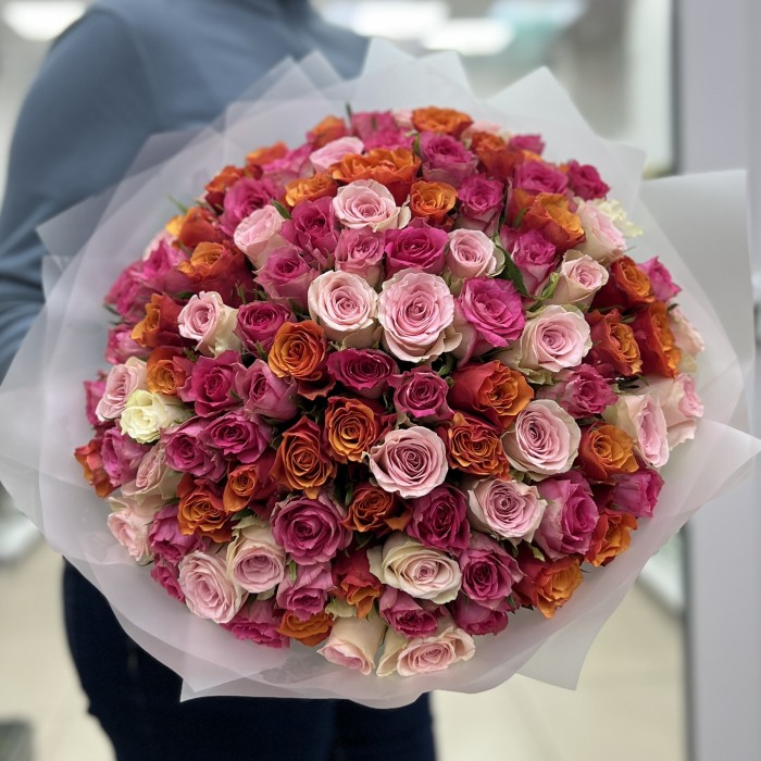 101 роза жаркий микс